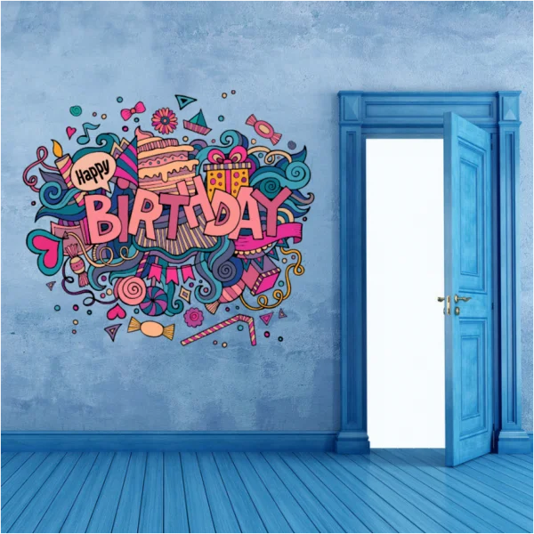 Виниловая Водонепроницаемая Настенная Наклейка с иллюстрацией на день