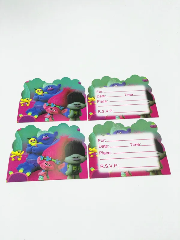 10 шт./лот приглашения троллей для детей вечерние подарки на день рождения товары