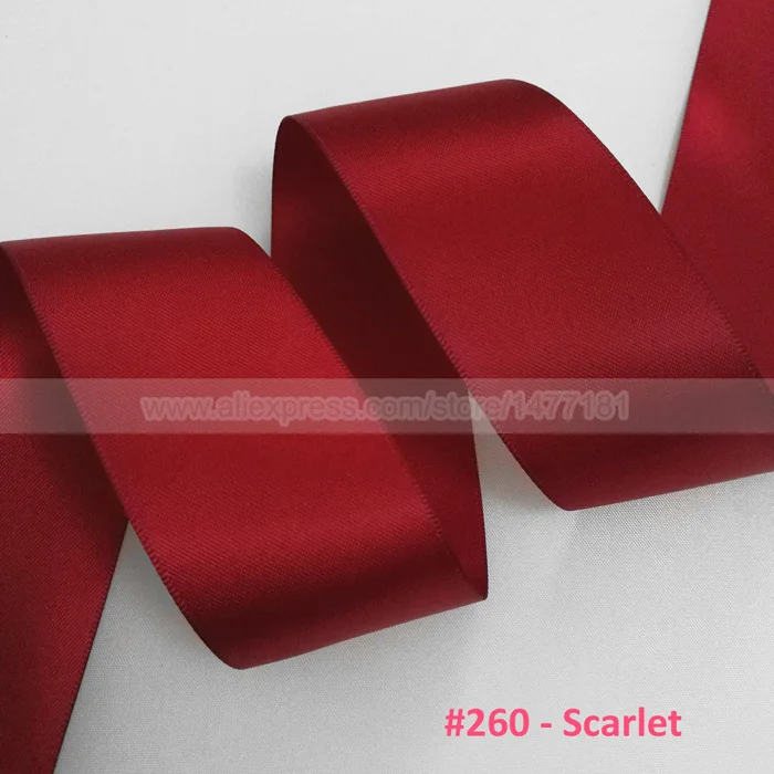 260 Scarlet 25 ярдов) высокое качество " 5 см 50 мм Двусторонняя атласная лента полиэстер двухсторонняя ленты для свадебного украшения ремесла - Цвет: 260 Scarlet