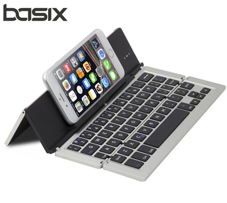 Basix Мини Bluetooth беспроводная клавиатура алюминиевая тонкая мини Bluetooth складная клавиатура для Windows Android IOS PC смартфонов