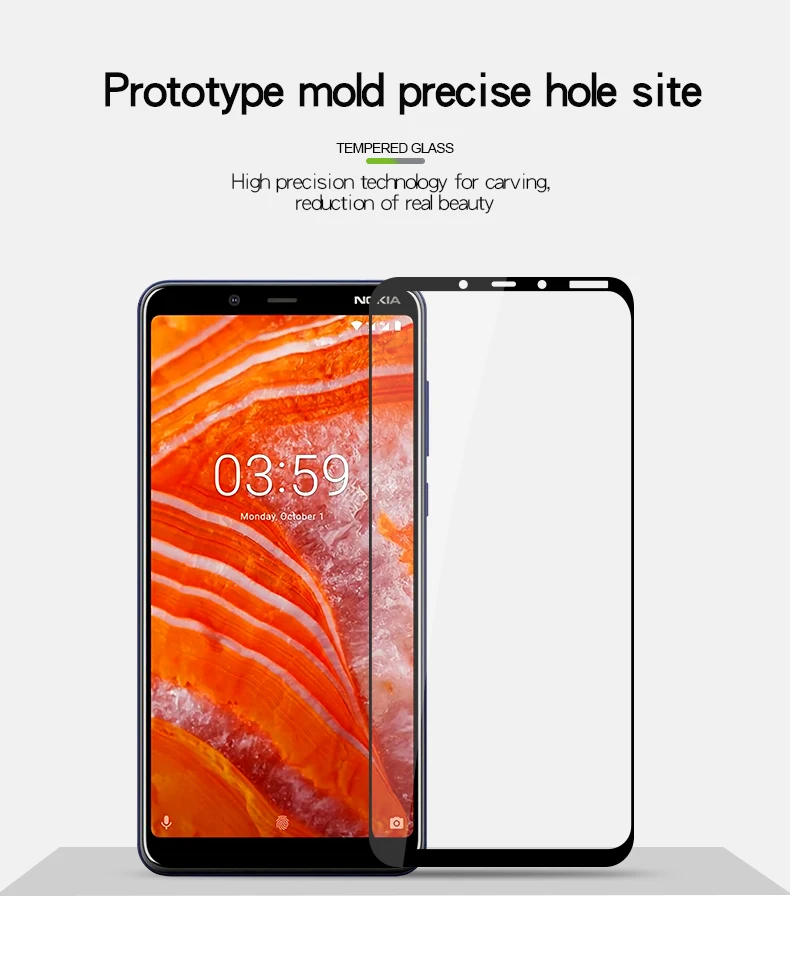 Закаленное стекло с полным покрытием для Nokia 3 1 Plus Защитное защитная пленка из