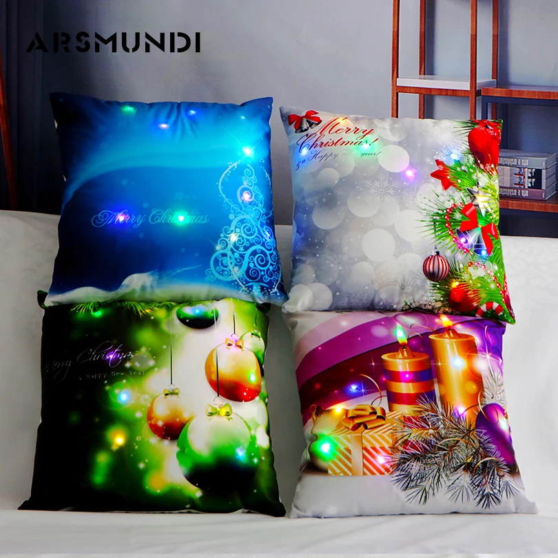

Home Polyester Simple Lantern Cushion Cover Fashion Living room decorative Pillowcase Green Blue Led Pillow Cover Eco-Friendly