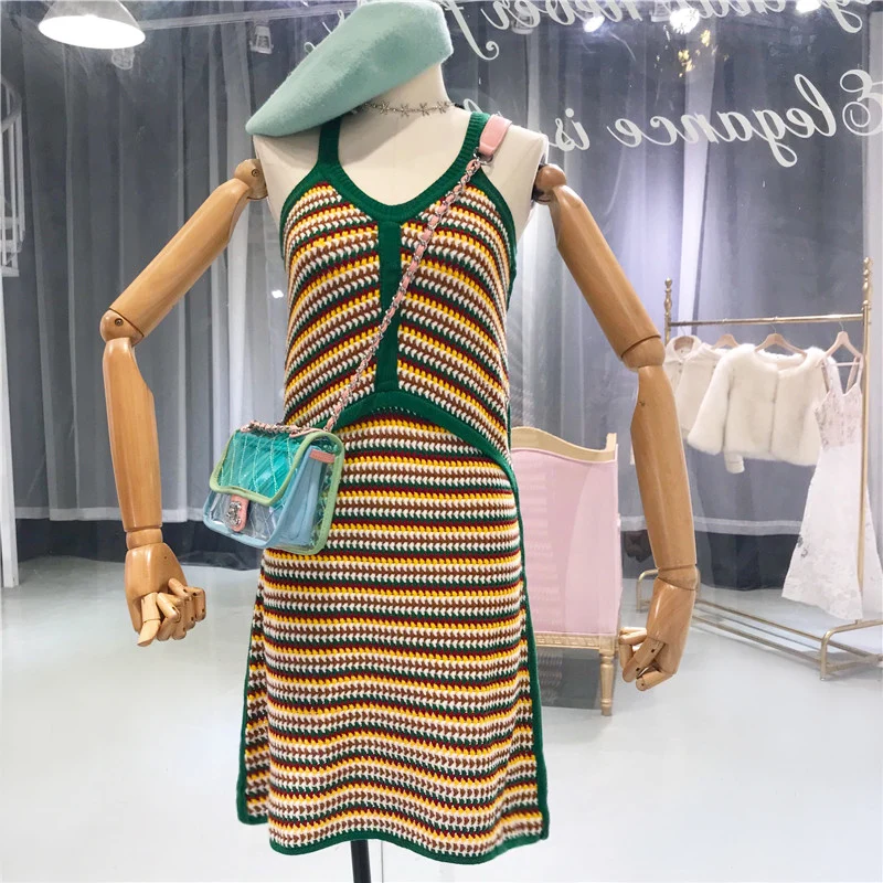 Amolapha женское платье в полоску на бретельках Vestidos без рукавов Женские