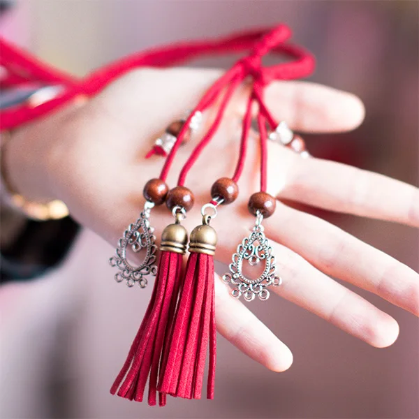 Веревка для волос с кисточками, hanfu, заслуживающая того, чтобы играть роль древнего костюма, в стиле ретро, красная веревка, древняя повязка для волос