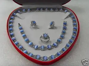 

stonejewelry dubai turkish Fashion! women's Butterfly Noblest Charming Genuine blue opal necklace SETS
