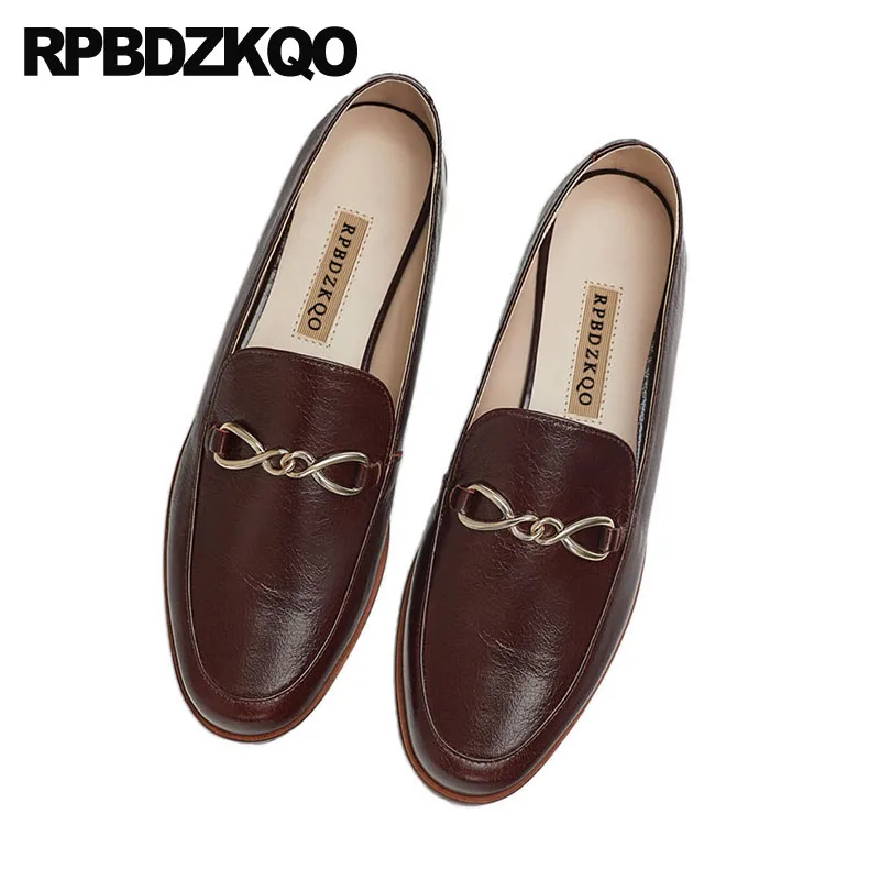 Лоферы на плоской подошве с цепочкой черные круглым носком большие размеры