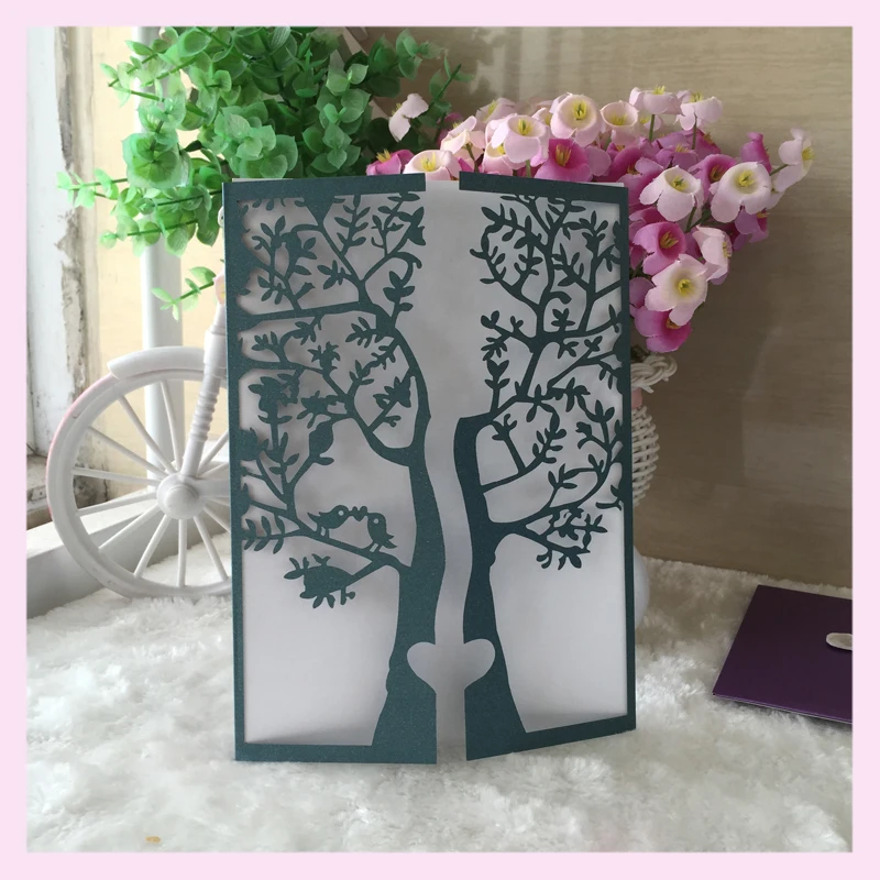 Золотые свадебные приглашения украшения лазерная резка дерева с любовным