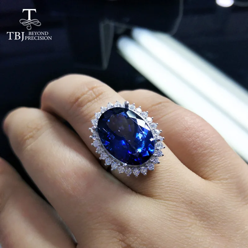 TBJ Диана кольцо из нержавеющей стали для вечерние большой 14ct покрытием синий