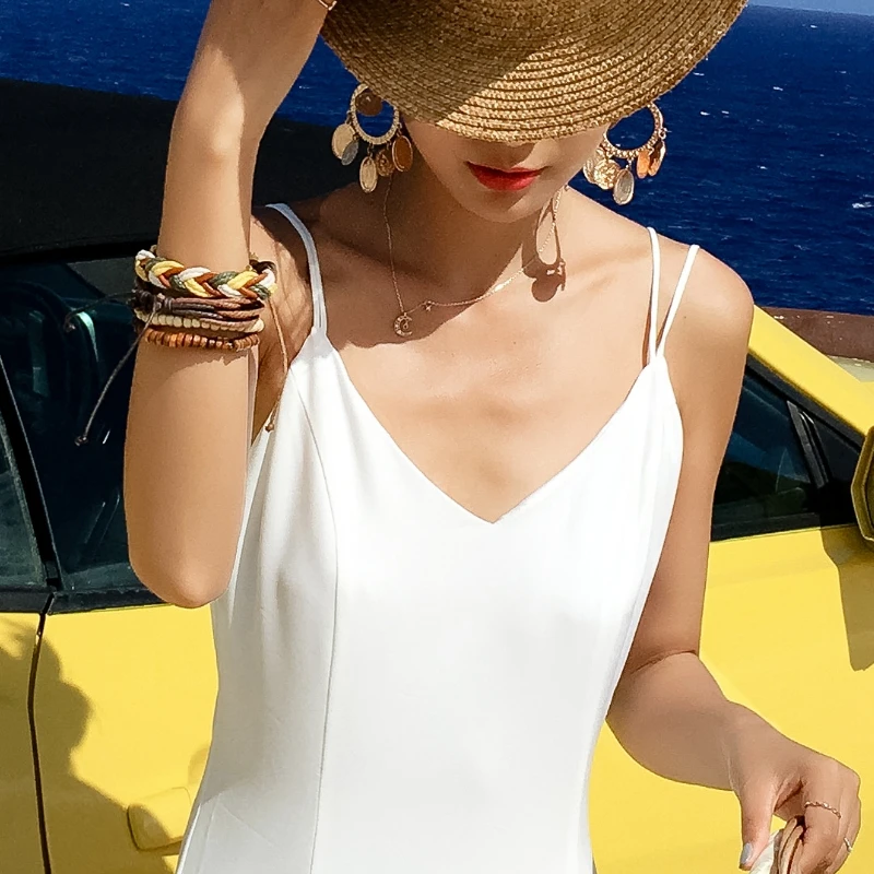 2019 Летнее белое пляжное платье Для женщин длинное шифоновое праздничные платья