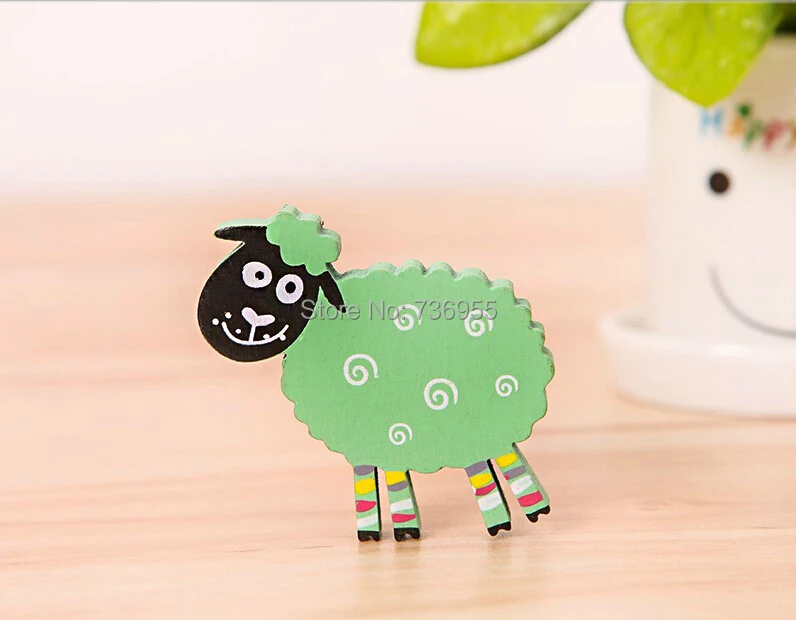 Wooden creative cute little cartoon candy-colored Korean refrigerator magnet (big sheep) | Дом и сад