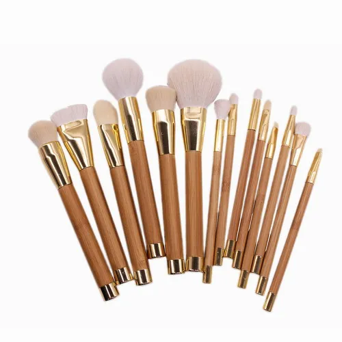 15pcs Wood Vanderlife профессиональный 22/24/32 шт. кисти для макияжа Тени для век кисть для губ с сумочкой синтетические волосы кисти для макияжа бровей - Handle Color: 15pcs Wood