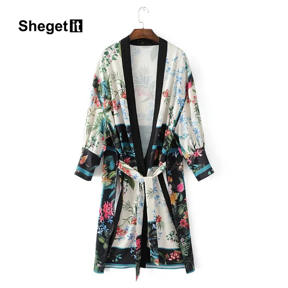Shegetit Винтаж Цветочный принт Тренчи для женщин Для пальто V Средства ухода за