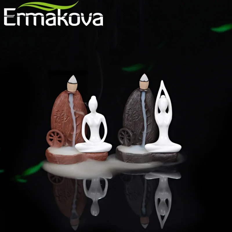 ERMAKOVA керамическая горелка для благовоний с обратным потоком йога девушка