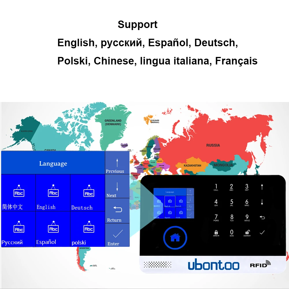 Ubontoo 10 шт. Беспроводная SIM GSM домашняя RFID защита от взлома ЖК-сенсорная клавиатура Аварийная сигнализация wifi GSM сенсор ki