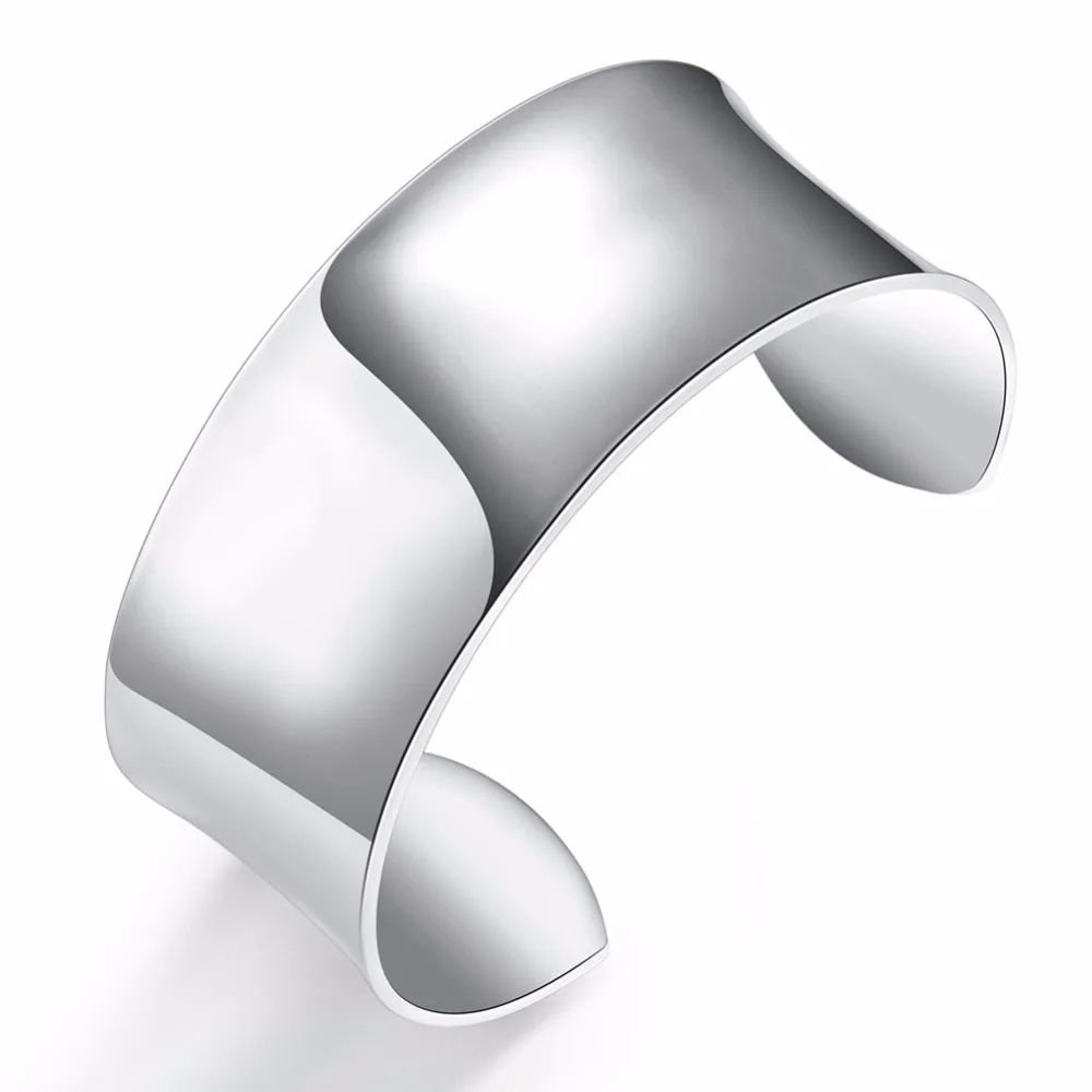 New Arrival Pure 925 stamp silver plated Bangle Bracelets Women Smooth Open Bracelet Jewelry | Украшения и аксессуары