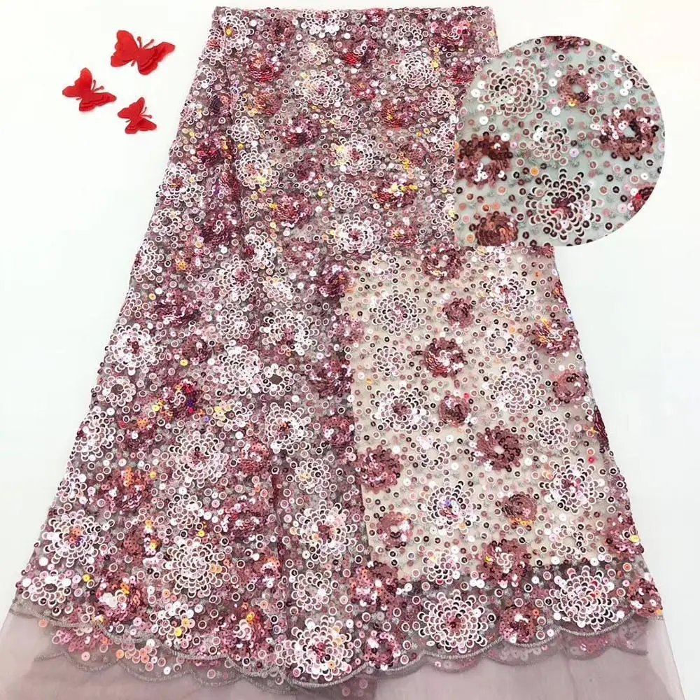 2019 high quality sequence French Nigerian sequins net lace African tulle mesh fabric for dress 5yards/lot white | Дом и сад