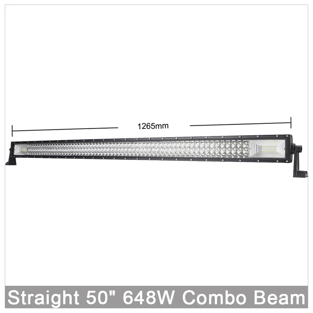 Straight 648W x1 12 ''22'' 23 ''33'' 50 дюймов 4x4 внедорожные светодиодные панели для комбинированных балок, внедорожников, вездеходов, тракторов, лодок, грузовиков, 12 В, 24 В, рабочие фары дальнего света - Цвет: Straight 648W x1