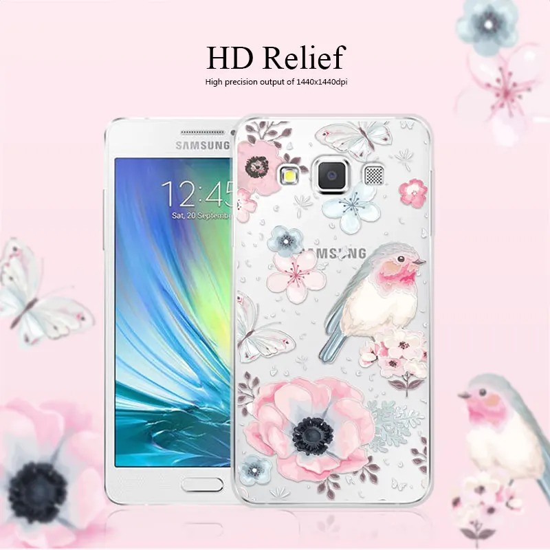 Чехол для samsung A3 4," 3D Рельефный цветок птица кружева мягкий TPU чехол для телефона s Coque для samsung Galaxy A3 A300 A3000
