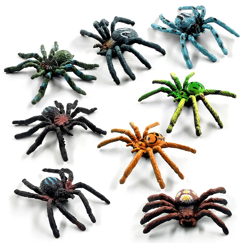 8pcs spiders 8 шт./партия моделирование пауков насекомых животных модель Реалистичная фигурка домашний Декор подарок для мальчиков и девочек дети горячие игрушки набор - Цвет: 8pcs spiders