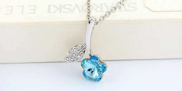 

ANNGILL Crystal From Swarovski Necklaces Allergy Prevention Flower Necklace Pendant Link Chain For Women Jewelry Gift Bijoux