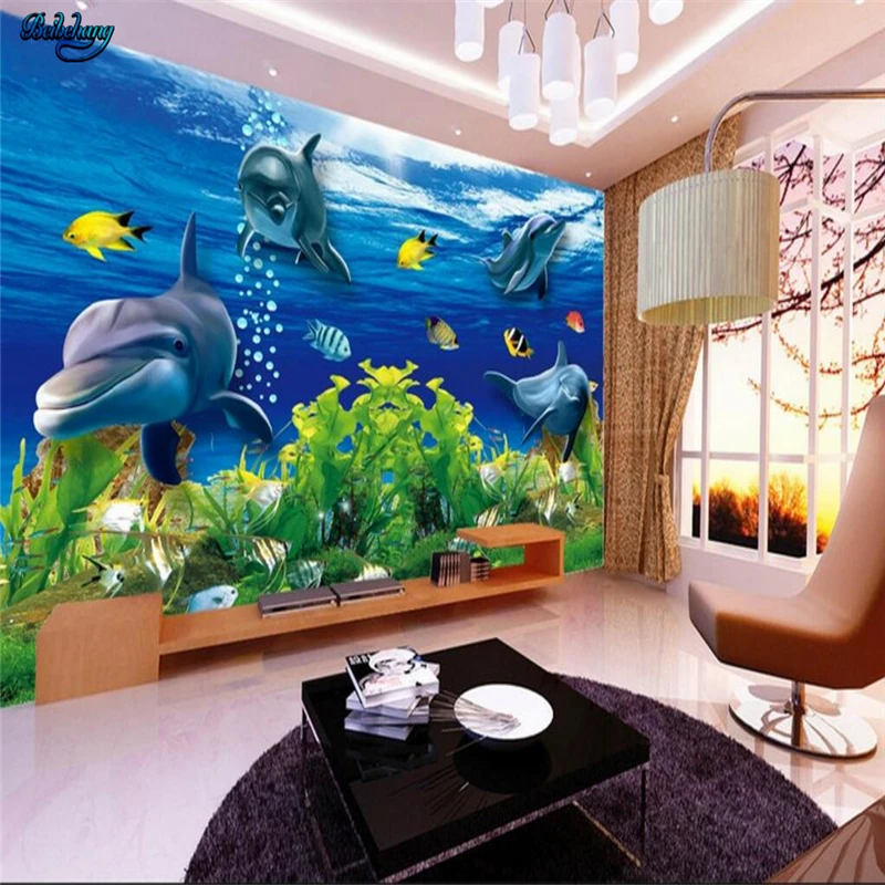 Большой заказ обои подводный мир 3D Дельфин ТВ Фон Гостиная Спальня украшение