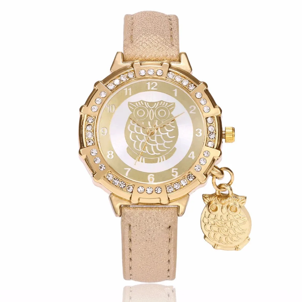 Часы наручные женские кварцевые с подвеской в виде совы|clock black|clock fashionclock pendant |
