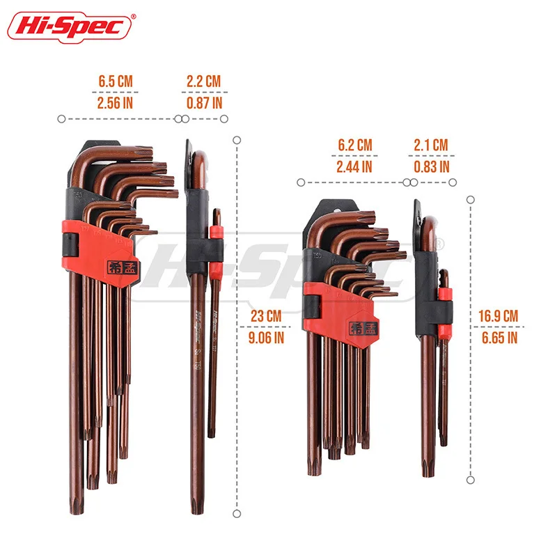 Hi Spec Prefessional 9pc торкс шестигранный ключ метрический S2 длинные средние