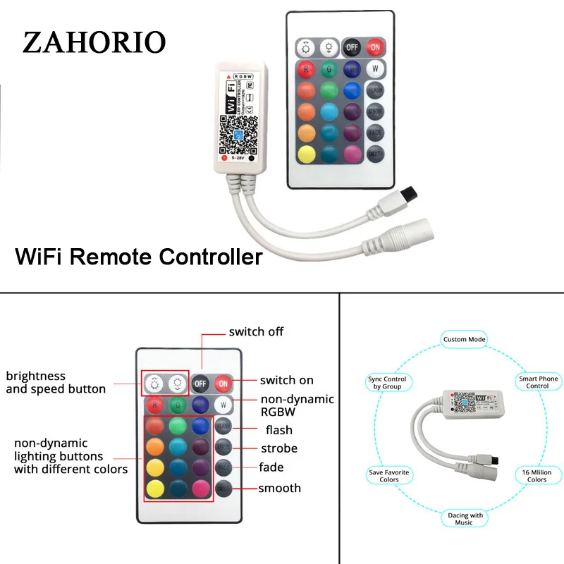 RGB контроллер с 24 клавишами дистанционного управления 44 музыкой Wifi Пульт без