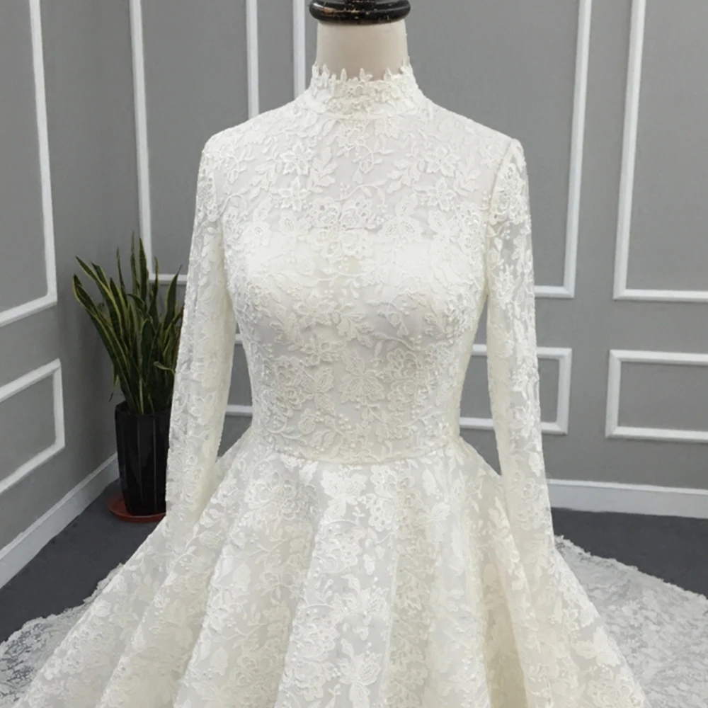 Мусульманское кружевное свадебное платье с длинным рукавом Vestido De Noiva Renda новый
