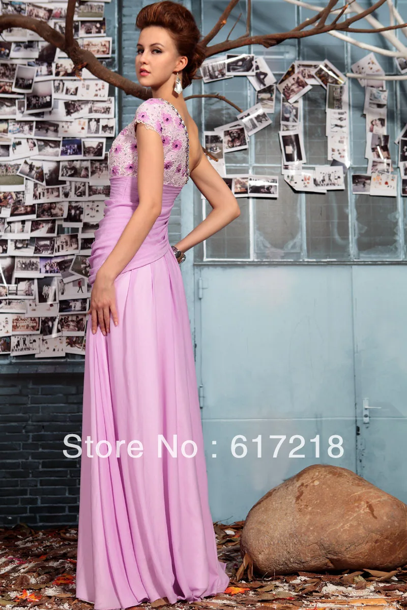 DORISQUEEN A-Line Floor-Length Chiffon Lilac Homecoming Dresses One Shoulder/Prom Dress | Свадьбы и торжества