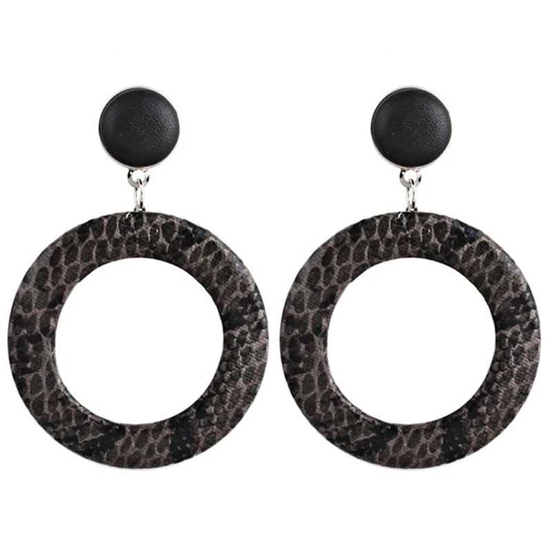 Модные женские серьги со змеиным принтом модные ювелирные изделия Круглые