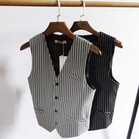 england style retro slim suit vest for men casual business striped suit vest korean fashion waistcoat man clothing plus size 7xl