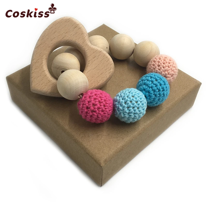 Вязаные крючком бусины прорезыватели кольцо необработанный клен детский