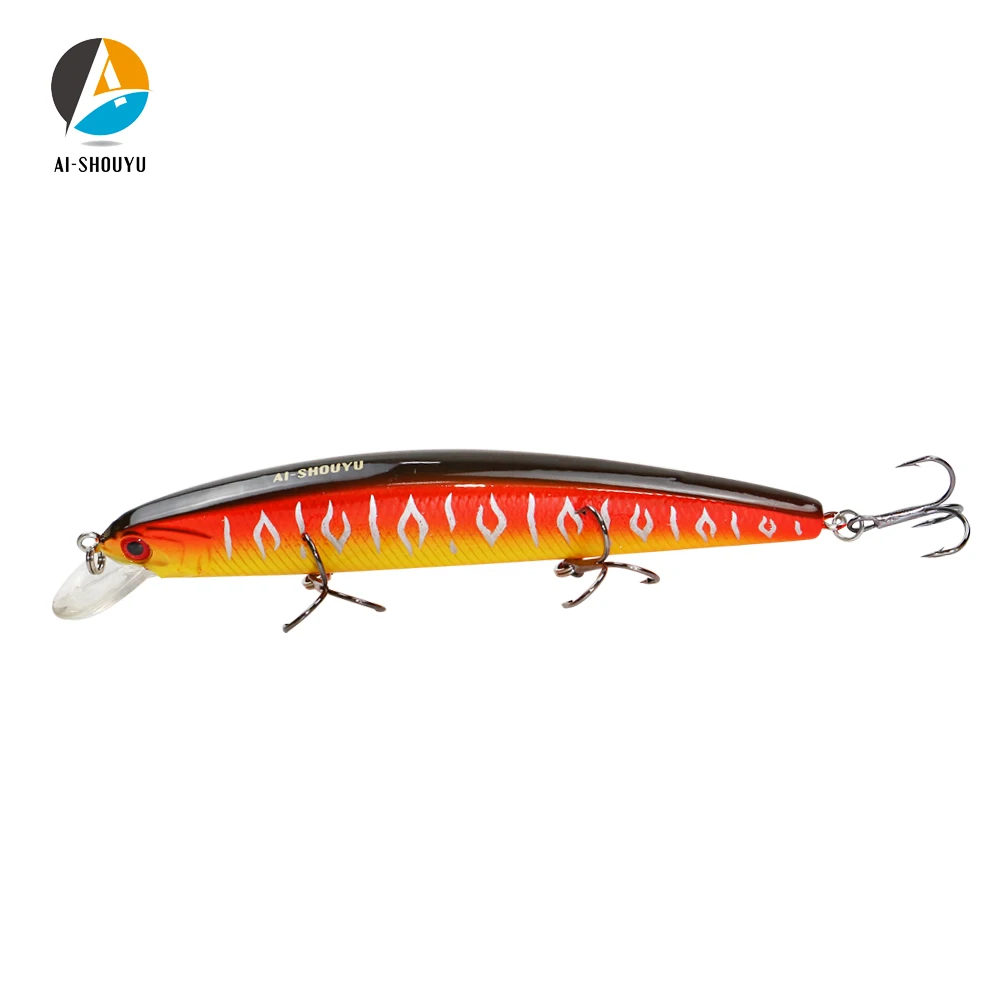 AI SHOUYU 1pc New Artificial Fishing Lure Hard Minnow Bait 105mm 17g with 3 Treble Hook Suspending 0.5 1.0m Depth|Наживки для рыбной