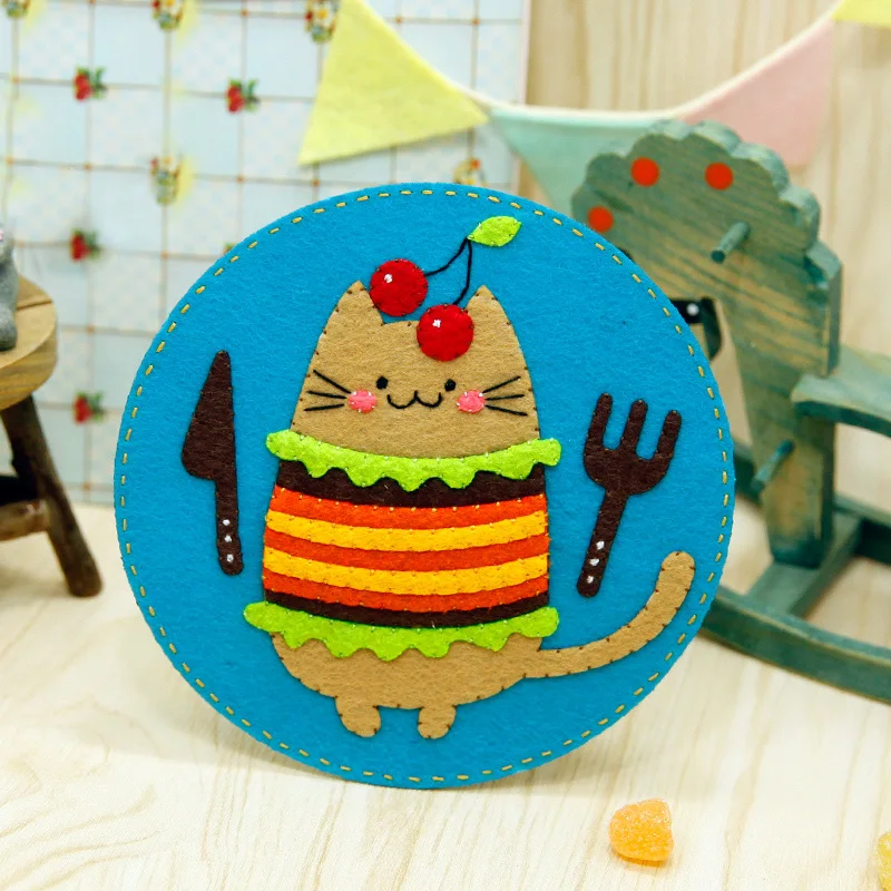 3 шт./лот сделай сам войлочная подставка в виде милого кота для шитья чашек