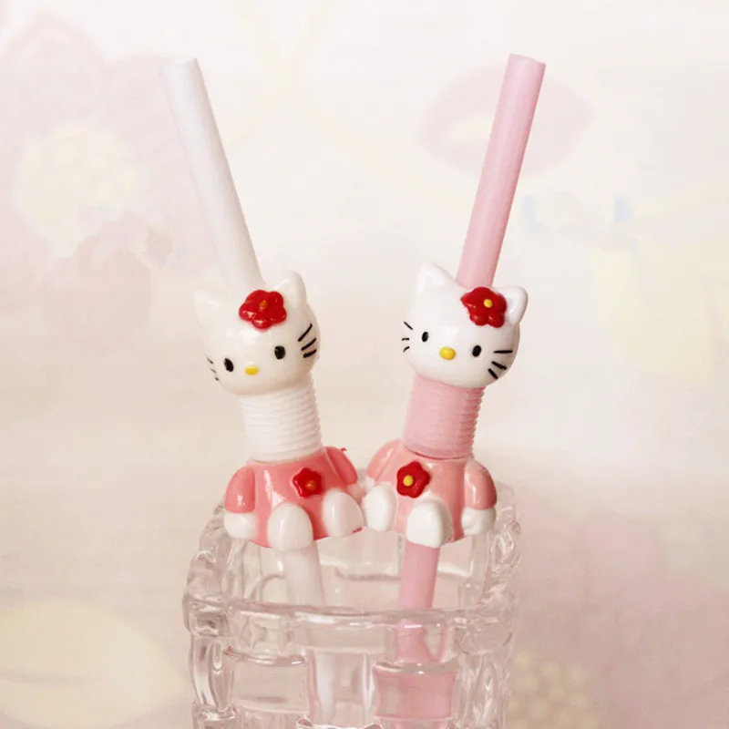 50 шт Пластик рисунок Hello Kitty соломы мультфильм для напитков на вечеринку