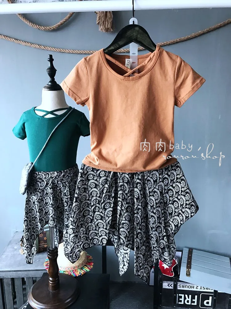 2 шт. Детские шифоновые брюки с перекрестным воротником в богемном стиле|clothes