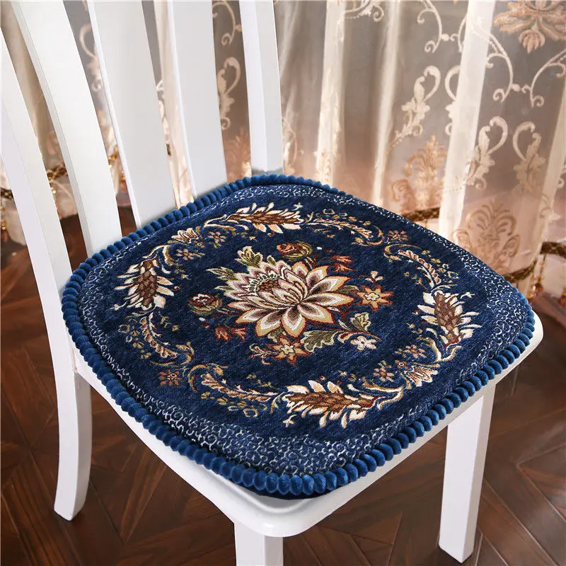 jingmiantanhua lan Европейский стиль, Подушка для стула, хлопковое сиденье Coussin для кухни, подушка для офисного стула, цветочный узор, подушка для стула, домашние подушки для сидений - Цвет: jingmiantanhua lan