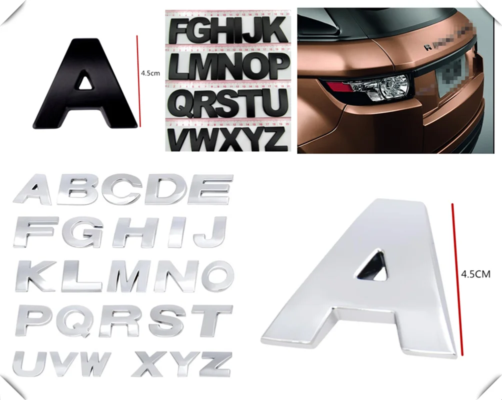 4 5 см Большой размер автомобильные металлические буквенно-цифровые английские