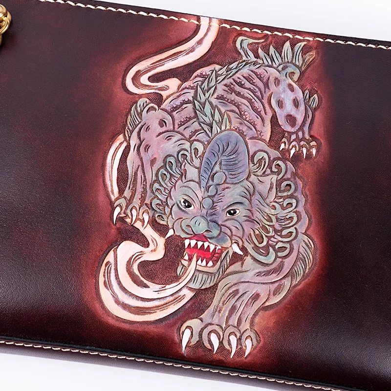 Женская и мужская сумка из кожи с растительным дублением кошелек-клатч конверт