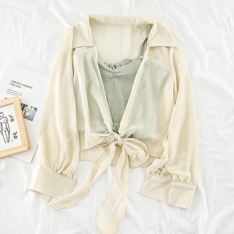 2019 Новая модная женская блуза рубашка свободный тонкий однотонный на брительках