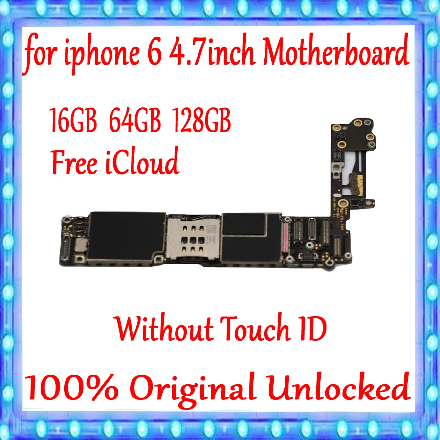 100% оригинальная разблокированная материнская плата для iPhone 6 4 7 дюйма с сенсорным