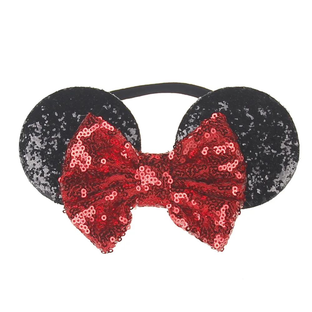

20PC Sequin Bowknot Bows Mouse Ear Style Headband With Nylon Headband For Newborn Girl Hair Accessories