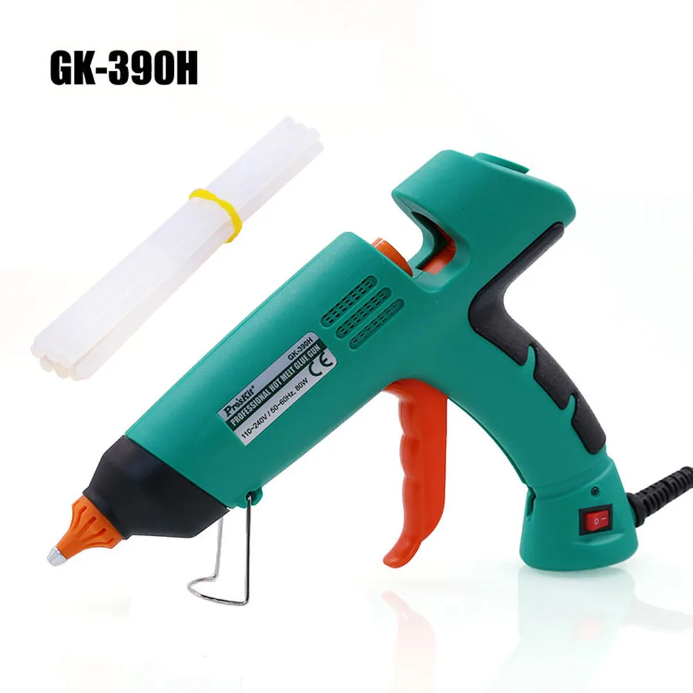 Pro'sKit GK-389H/390 H Профессиональный 80 Вт 100 Вт термоклеевой пистолет Электроинструмент+ 10 шт. клеевые палочки Быстрый расплав клеевой пистолет ручные инструменты - Цвет: GK-390H