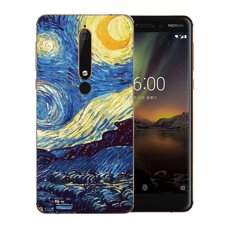 5 дюймов для Nokia 6 2018 чехол телефона второе поколение 2th Ван Гог шаблон Мягкий