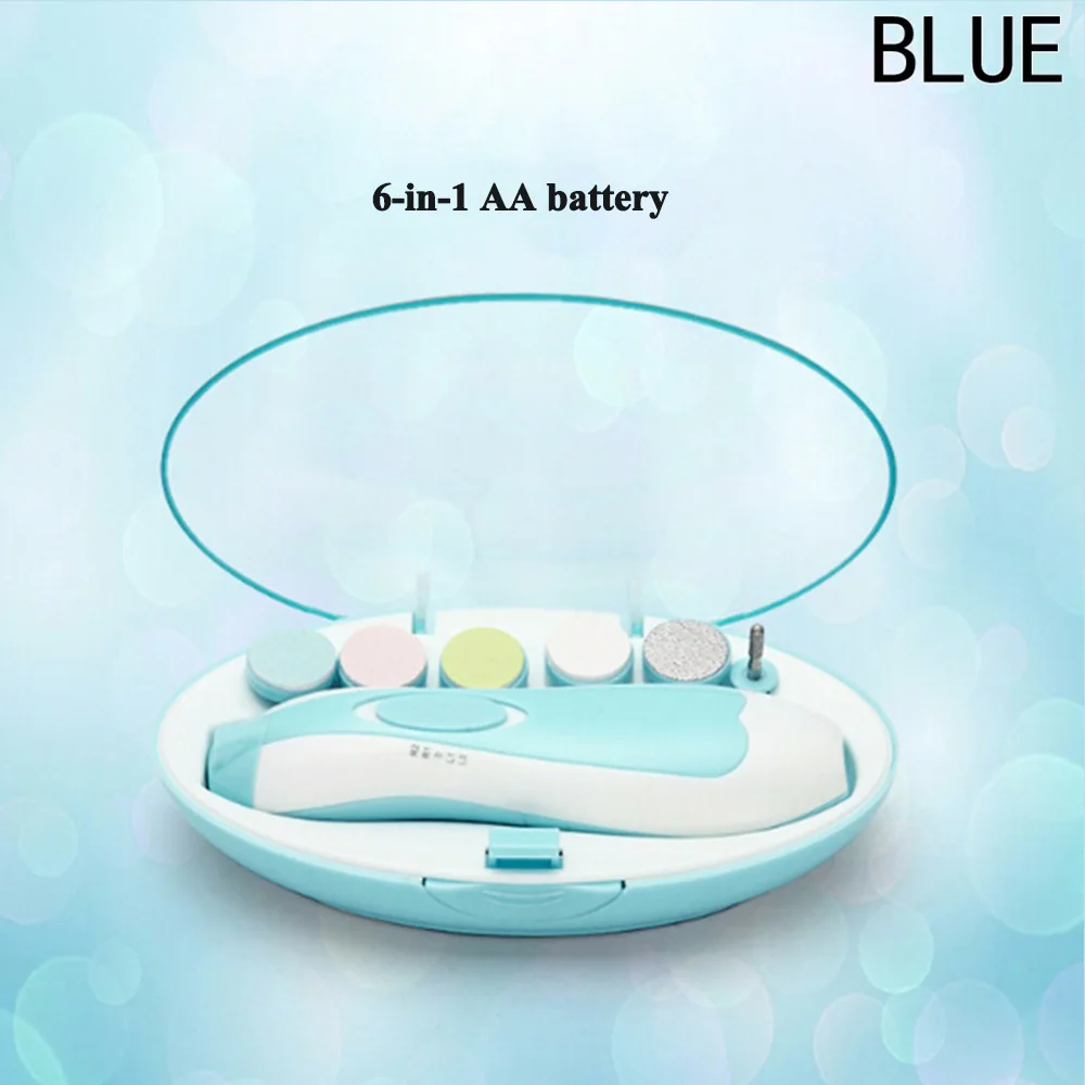AA battery BLUE USB зарядка Новая электрическая пилка для ногтей для младенцев безопасные ножницы для триммера, маникюра, педикюра Уход за ногтями Машинка для удаления Уход за лошадьми комплект - Цвет: AA battery BLUE