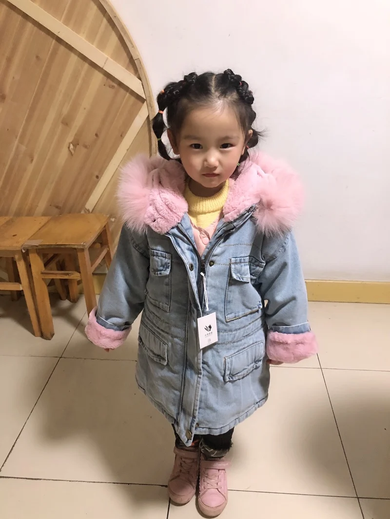 Children's cowboy plus velvet warm jacket