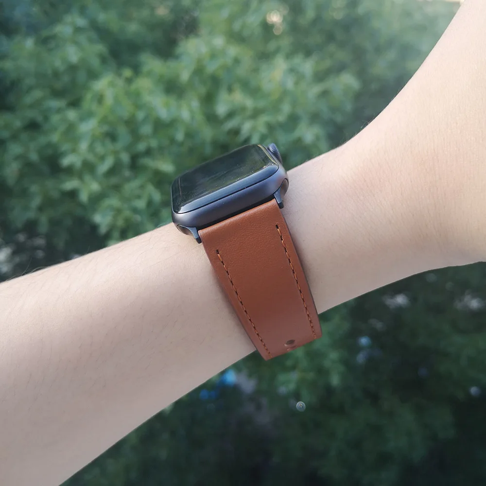 Ремешок из натуральной кожи для Apple Watch 44 мм 40 мм 42 мм 38 мм ремешок для спортивных часов браслет для iwtach series 5 4 3 2 1 Аксессуары для браслетов