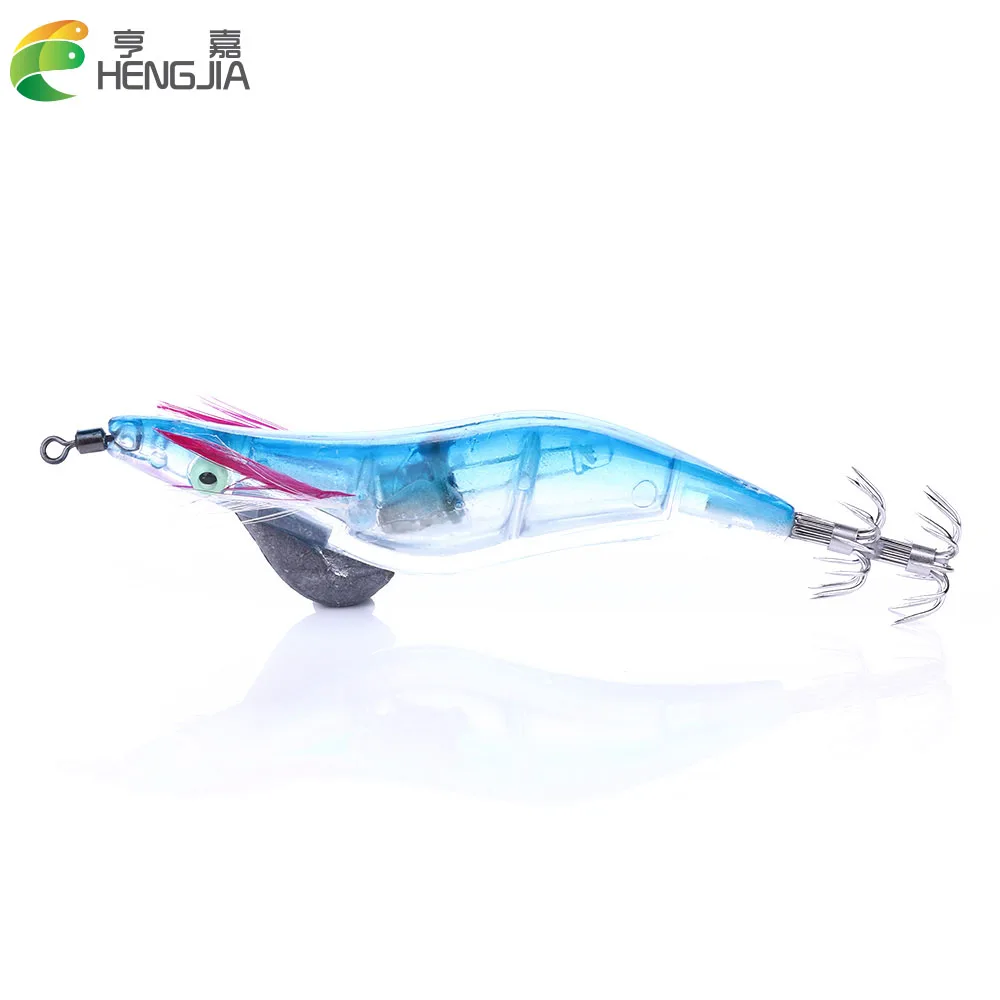 HENGJIA 8pcs 12.8CM 21G 3.5# shrimp plastic Fishing lures japan squid jigs led luminous fishing baits isca pesca tackles | Спорт и