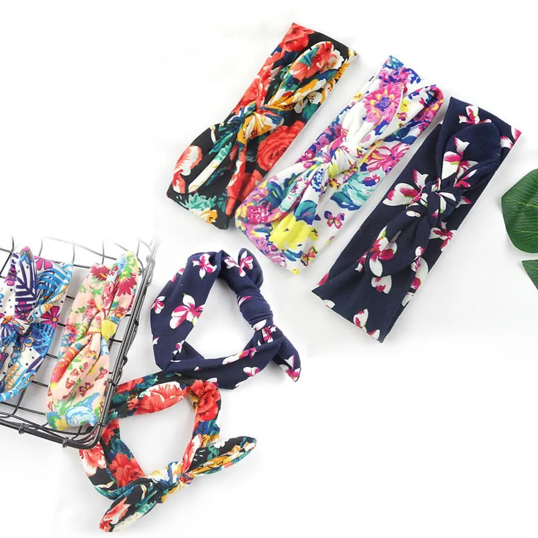 None Hair Style Band Children Kids Bowknot Bohemia Wrap Floral Headband Print Knot | Детская одежда и обувь